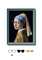 DAMNARTS Girl with a Pearl Earring glasses holder wearing round optical glasses, combining classic art with everyday eyewear storage.
