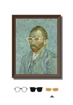 DAMNARTS Vincent van Gogh glasses holder styled with white tinted fashion glasses, turning the classic painting into a playful art object.